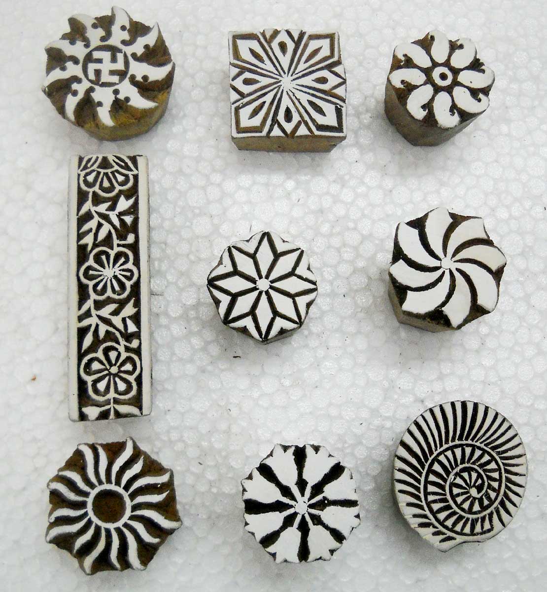 Wholesale Lot of Nine Beautiful Wooden Block Stamps/Tattoo/Indian Textile Printing Blocks