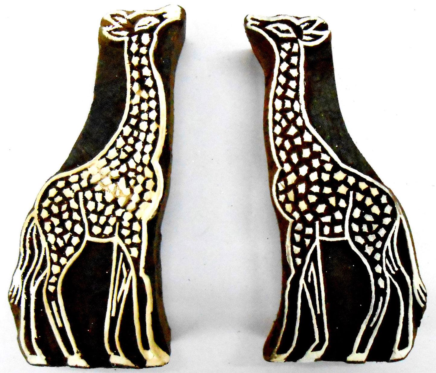 Crafts of India Pair of Giraffe Wooden Blocks Stamps for Printing on Textiles, Henna, Scrapbooking (Set of 2)