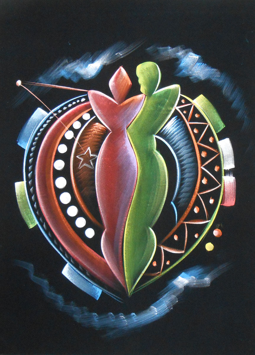 Dancing Couple/ Velvet Indian painting Wall Décor on Velvet Fabric: Size - 19"x27" Inches