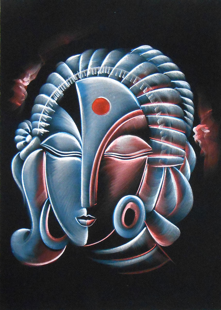 Indian Lady/Oil painting Wall Décor on Velvet Fabric: Size - 19"x27" Inches