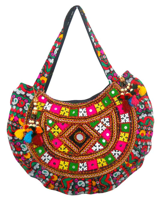 Designer Multi Colored Vintage Bohomien Hand Embroidered Banjara Shoulder Bag