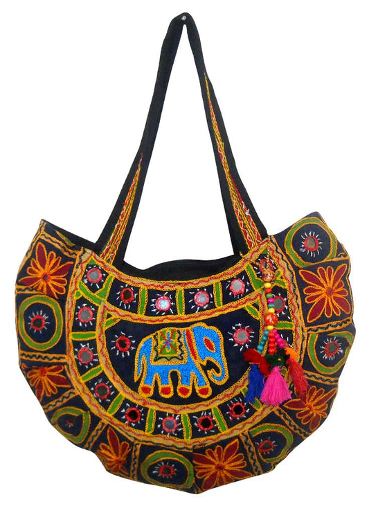 Exotic Elephant Design Multi Colored Hand Embroidered Banjara Shoulder Bag
