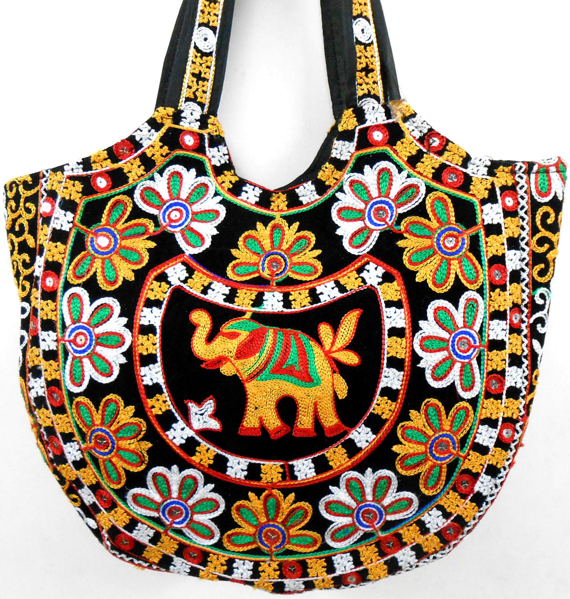 Crafts of India Handcrafted Ethnic Embroidered Rajasthani Boho Elephant Shoulder Bag For Women