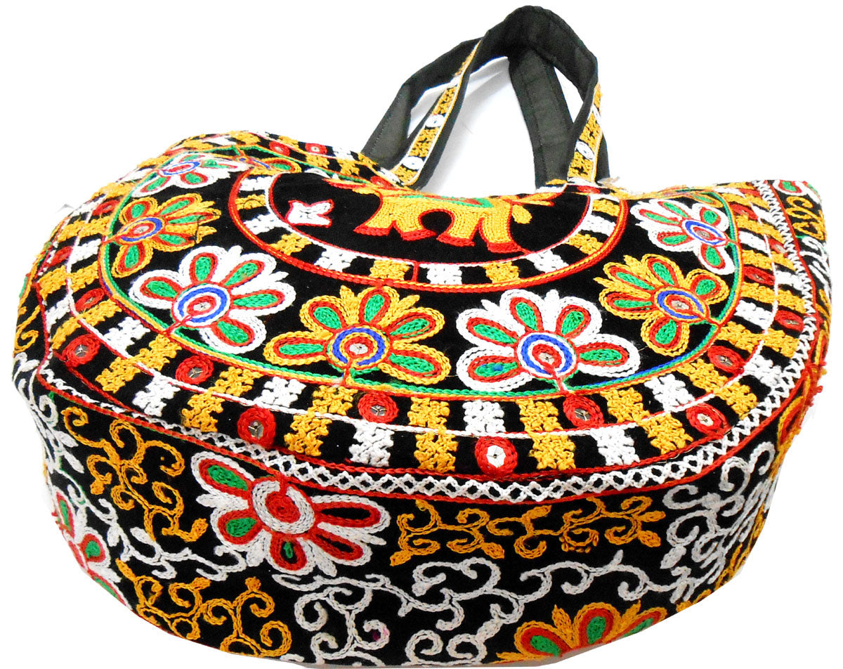 Crafts of India Handcrafted Ethnic Embroidered Rajasthani Boho Elephant Shoulder Bag For Women