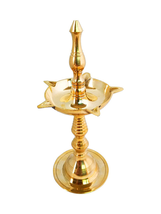 Crafts of India Brass Kerala Samai Standing Deepak for Puja - Traditional Oil Lamp Diya Indian Engraved Deep Diwali Deepawali Kutthu Vilakku Pooja Return Gift