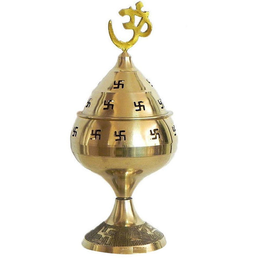 Crafts of India : OM/AUM Brass Akhand Diya Deepak, Puja Dia, Oil Lamp, Auspicious for Pooja Room, Home Décor, Diwali/Navratri/Festival Gift