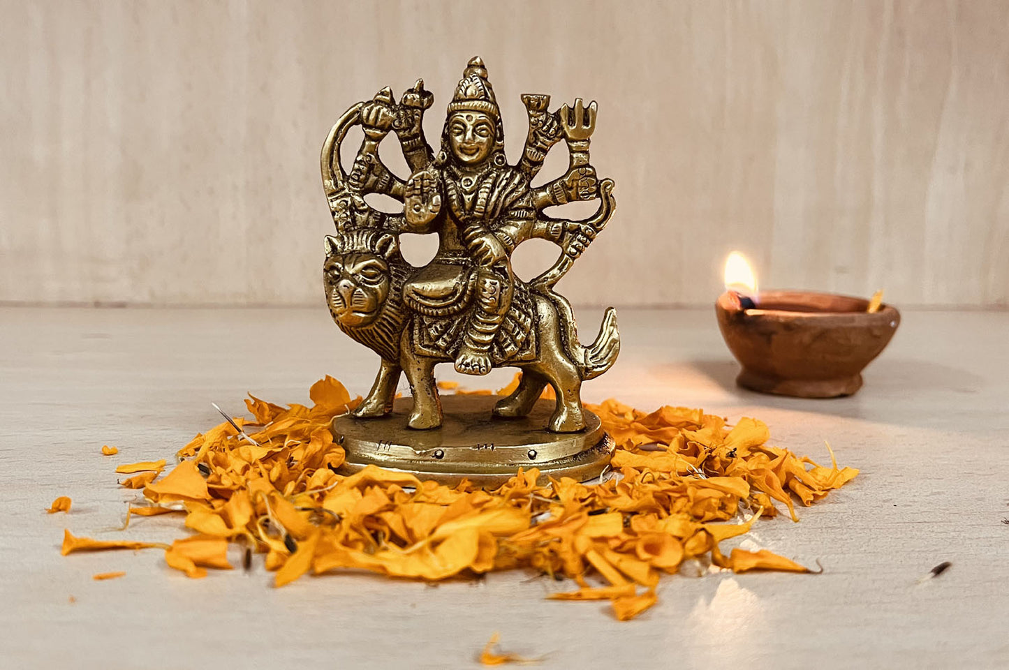Crafts of India Divine Goddess Ma Durga Small Brass Statue