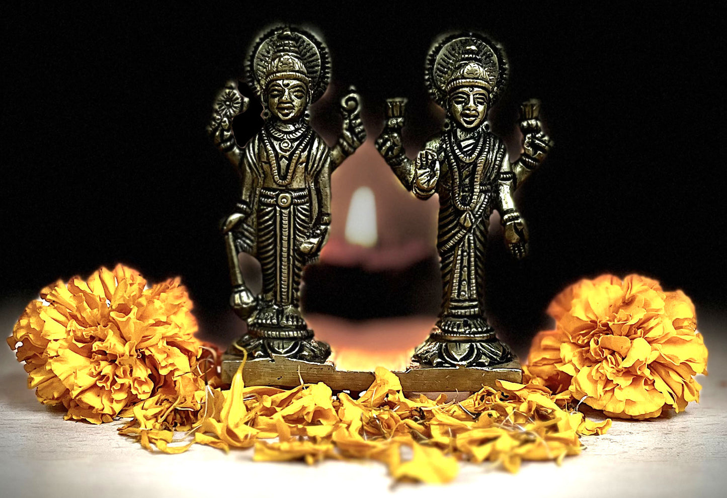 Crafts of India Divine Idol of Lakshmi Narayan Small Brass Statue