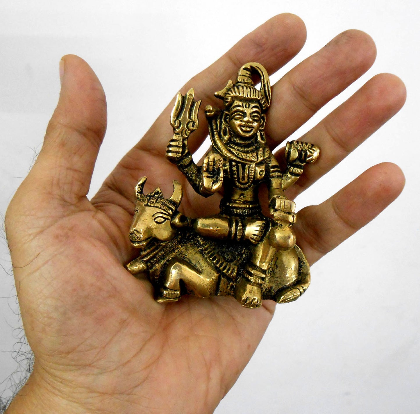 Crafts of India Lord Shiva on his Vehicle Nandi Small Brass Statue